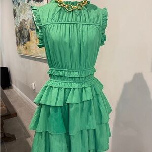 TCEC Vibrant Green Layered Dress